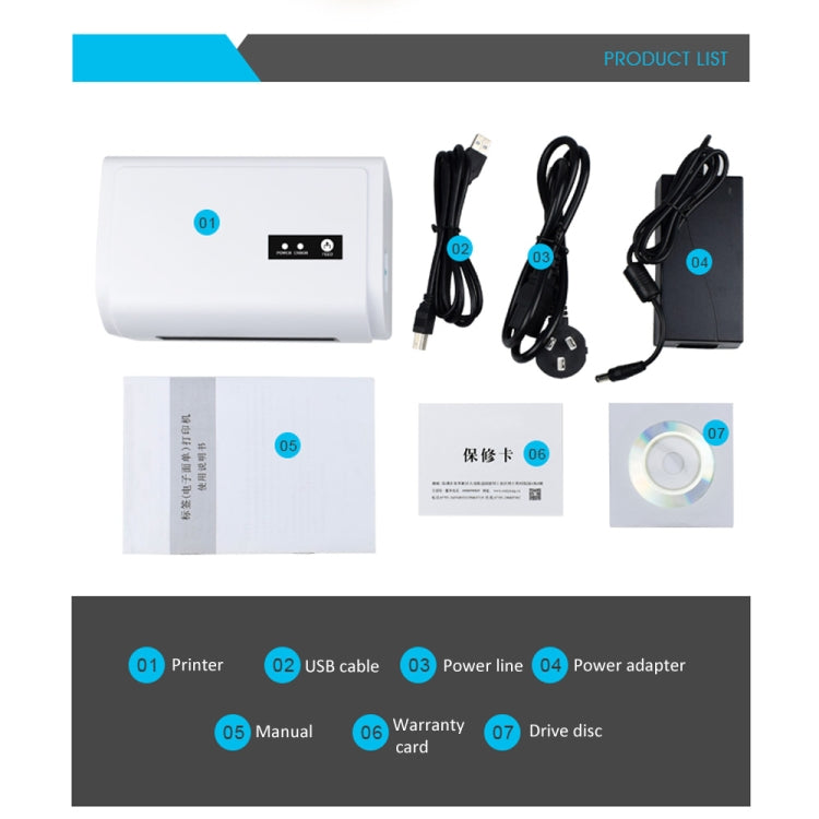 ZJ-9200 เครื่องพิมพ์ตั๋วความร้อนพอร์ต USB แบบพกพาพร้อมตัวยึด, USB