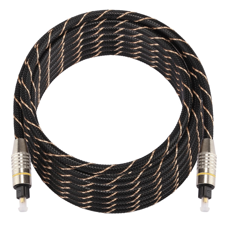 5m OD6.0mm หัวโลหะชุบทองทอสายสุทธิ Toslink ชายชายสายสัญญาณเสียงดิจิตอล, Length: 5m