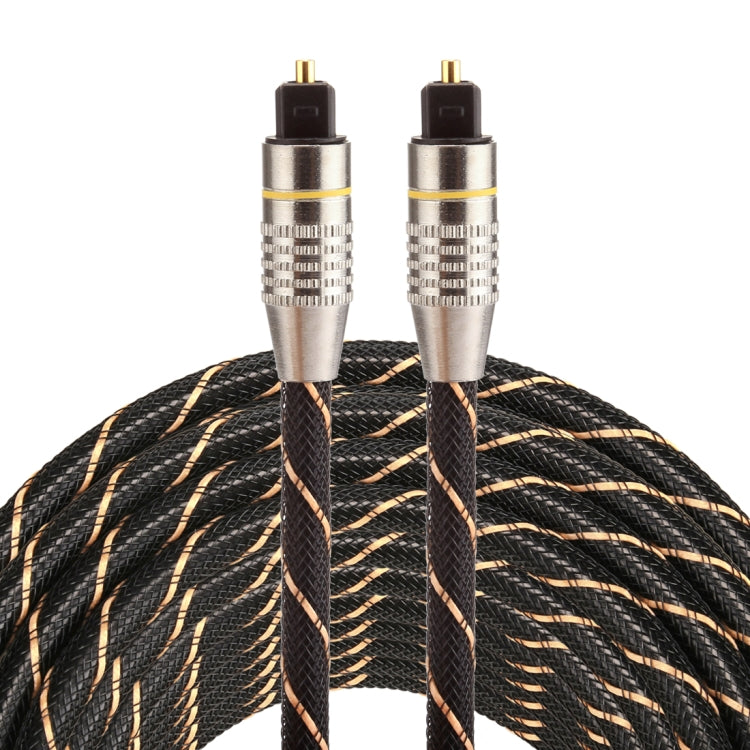 10m OD6.0mm หัวโลหะชุบทองทอสายสุทธิ Toslink ชายไปชายสายสัญญาณเสียงดิจิตอล, Length: 10m