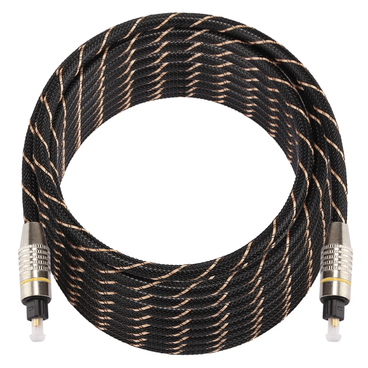 10m OD6.0mm หัวโลหะชุบทองทอสายสุทธิ Toslink ชายไปชายสายสัญญาณเสียงดิจิตอล, Length: 10m