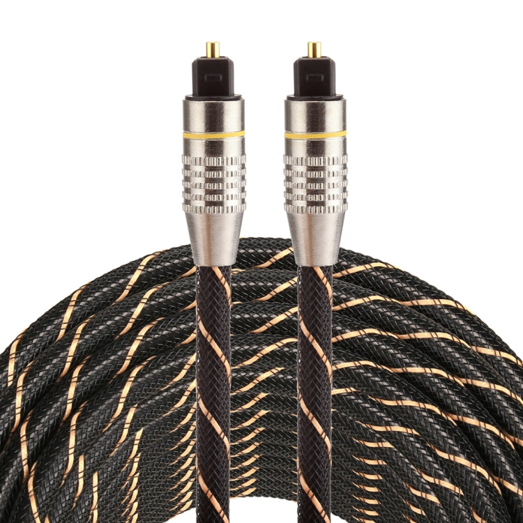 15m OD6.0mm หัวโลหะชุบทองทอสายสุทธิ Toslink ชายไปชายสายสัญญาณเสียงดิจิตอล, Length: 15m