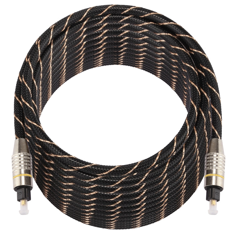 15m OD6.0mm หัวโลหะชุบทองทอสายสุทธิ Toslink ชายไปชายสายสัญญาณเสียงดิจิตอล, Length: 15m