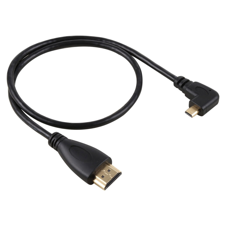 50 ซม. 4K HDMI ชายกับไมโคร HDMI มุมขวาชายชุบทองเชื่อมต่อสายเคเบิลอะแดปเตอร์, 50cm Right