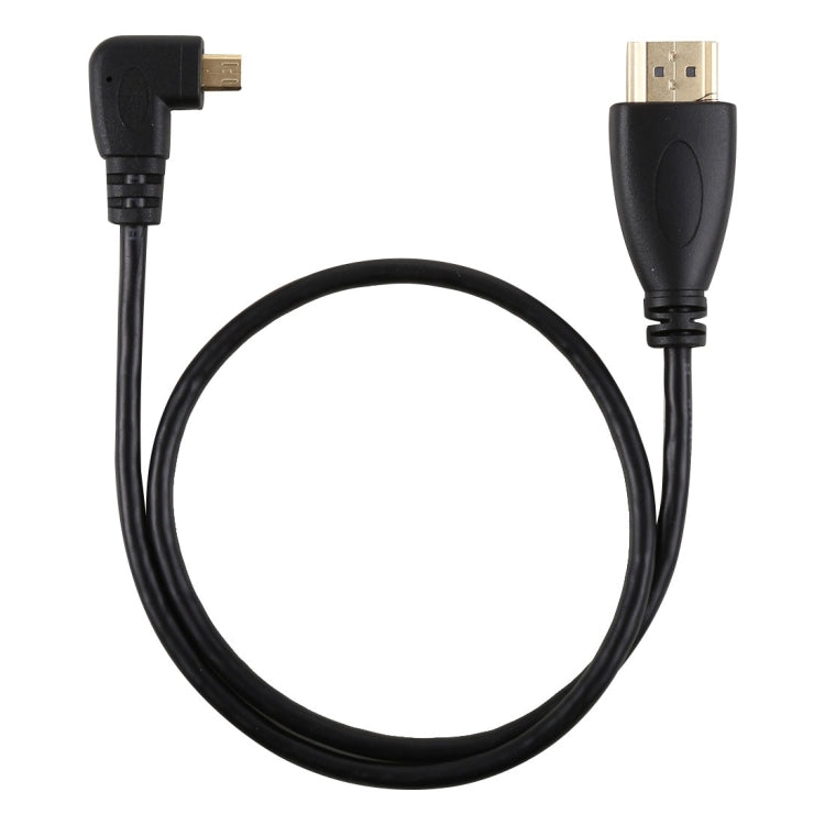 50 ซม. 4K HDMI ชายกับไมโคร HDMI มุมขวาชายชุบทองเชื่อมต่อสายเคเบิลอะแดปเตอร์, 50cm Right