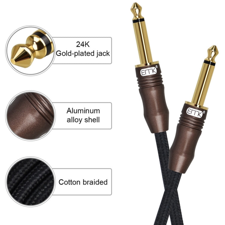 EMK 6.35 มม. ชายไปชาย 3 ส่วนปลั๊กชุบทองผ้าฝ้ายถักสายสัญญาณเสียงสำหรับเครื่องขยายเสียงกีต้าร์ผสมความยาว: 1.5 ม.