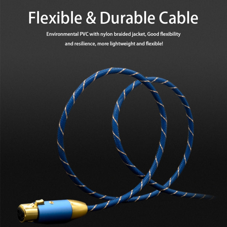 EMK XLR ชายกับหญิงปลั๊กชุบทองตารางไนลอนถักแคนนอนสายสัญญาณเสียงสำหรับอุปกรณ์แจ็ค XLR ความยาว: 2 ม.
