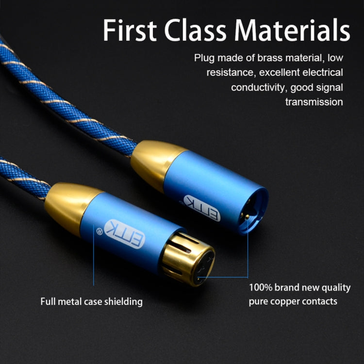 EMK XLR ชายกับหญิงปลั๊กชุบทองตารางไนลอนถักแคนนอนสายสัญญาณเสียงสำหรับอุปกรณ์แจ็ค XLR ความยาว: 2 ม.