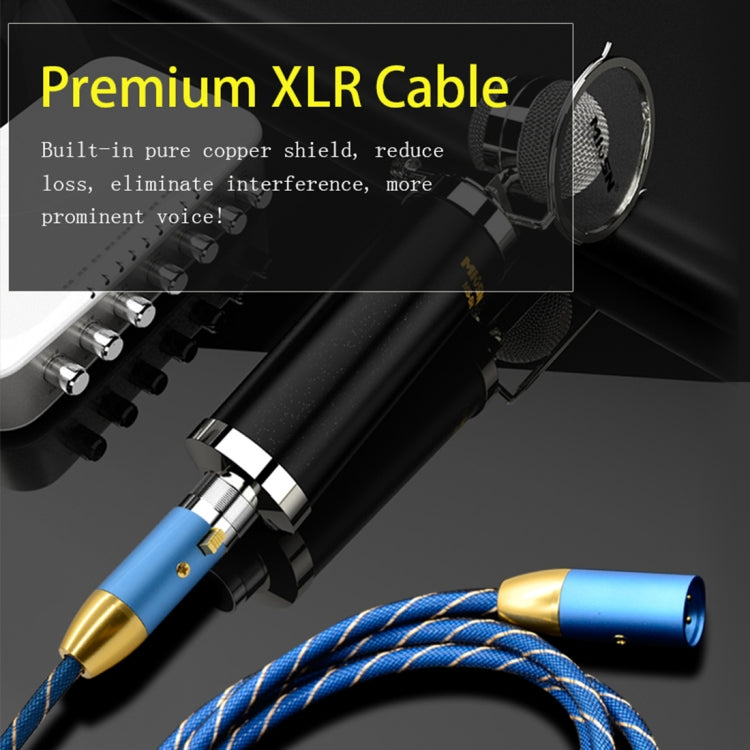 EMK XLR ชายกับหญิงปลั๊กชุบทองตารางไนลอนถักแคนนอนสายสัญญาณเสียงสำหรับอุปกรณ์แจ็ค XLR ความยาว: 2 ม.