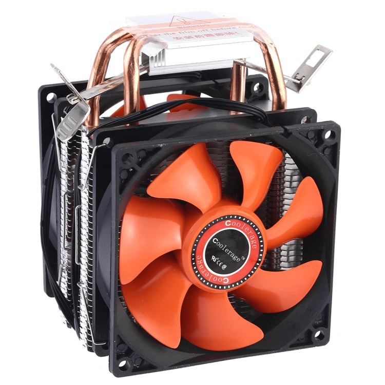 CoolAge AMD CPU ฮีทซิงค์ไฮดรอลิกแบริ่งพัดลมระบายความร้อนพัดลมระบายความร้อนคู่ 3 พินสำหรับ Intel LGA775 115X AM2 AM3 AM4 FM1 FM2 1366