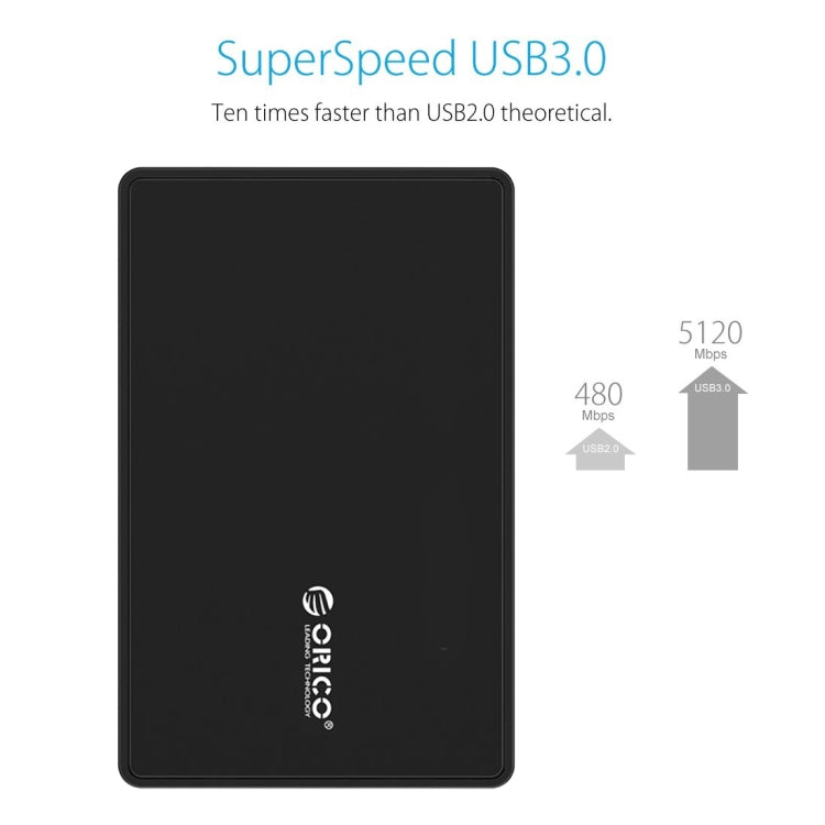 ORICO 2588US3 USB3.0 ฮาร์ดดิสก์ภายนอกกล่องสำหรับ 2.5 นิ้ว SATA HDD/SSD 9.5 มม.แล็ปท็อป PC
