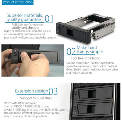 ORICO 1106SS CD-ROM Space HDD Mobile Rack ภายใน 3.5 นิ้ว HDD Convertor Enclosure