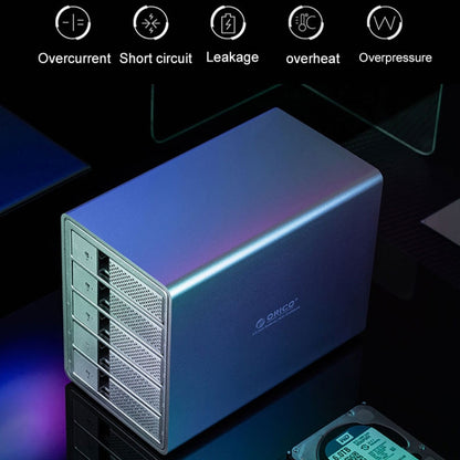 ORICO 9558U3 5-Bay USB 3.0 Type-Bอลูมิเนียม 3.5 นิ้วSSD / SATA HDD Enclosureเก็บฮาร์ดดิสก์กล่องสำหรับแล็ปท็อปคอมพิวเตอร์เดสก์ท็อปPC, SSD / SATA (Black)