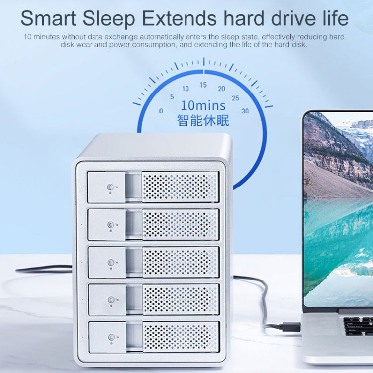 ORICO 9558U3 5-Bay USB 3.0 Type-Bอลูมิเนียม 3.5 นิ้วSSD / SATA HDD Enclosureเก็บฮาร์ดดิสก์กล่องสำหรับแล็ปท็อปคอมพิวเตอร์เดสก์ท็อปPC, SSD / SATA (Black)