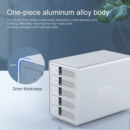 ORICO 9558U3 5-Bay USB 3.0 Type-Bอลูมิเนียม 3.5 นิ้วSSD / SATA HDD Enclosureเก็บฮาร์ดดิสก์กล่องสำหรับแล็ปท็อปคอมพิวเตอร์เดสก์ท็อปPC, SSD / SATA (Black)