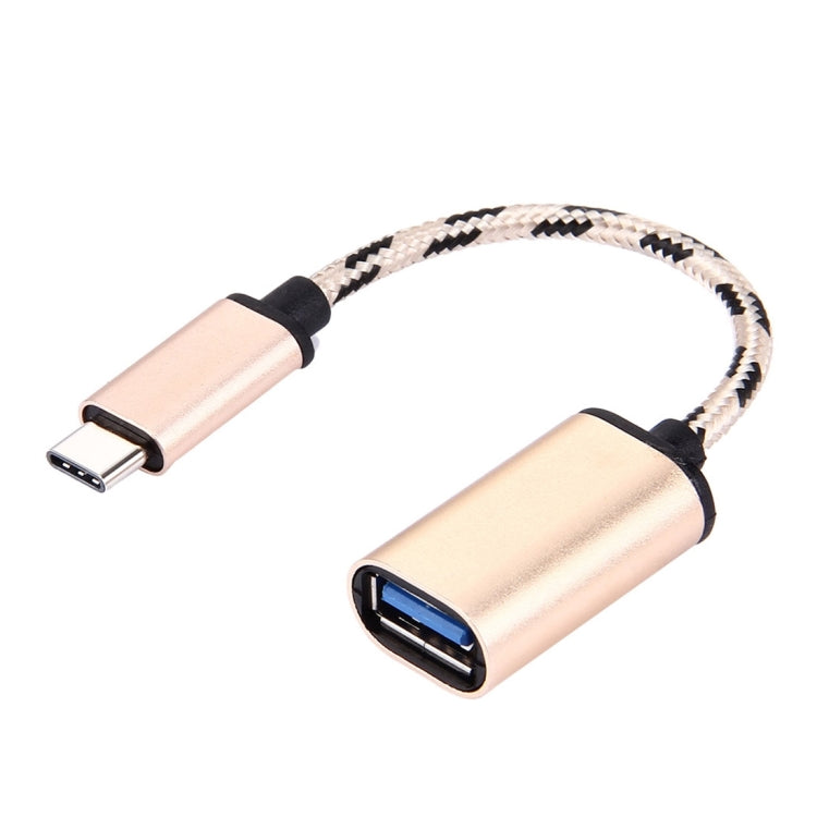 หัวโลหะแบบทอขนาด 15 ซม. สายเคเบิลข้อมูล USB-C / Type-C ชายกับ USB 2.0 หญิง, Type-C Male to USB 2.0 Female