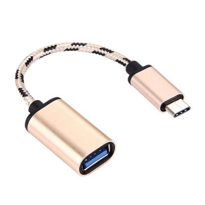 หัวโลหะแบบทอขนาด 15 ซม. สายเคเบิลข้อมูล USB-C / Type-C ชายกับ USB 2.0 หญิง, Type-C Male to USB 2.0 Female