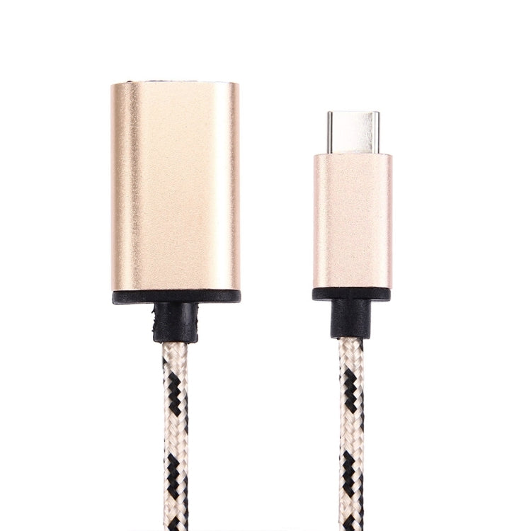 หัวโลหะแบบทอขนาด 15 ซม. สายเคเบิลข้อมูล USB-C / Type-C ชายกับ USB 2.0 หญิง, Type-C Male to USB 2.0 Female