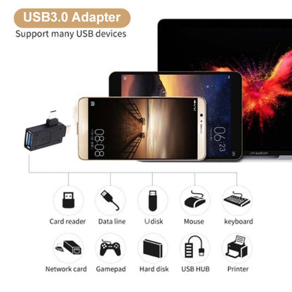 อะแดปเตอร์ USB-C / Type-C ตัวผู้ + ไมโคร USB ตัวผู้เป็น USB 3.0 ตัวเมีย, USB 3.0