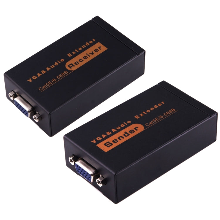 VGA และ Audio Extender 1920x1440 HD 100m Cat5e / 6-568B สายเคเบิลเครือข่ายอะแดปเตอร์รับสัญญาณผู้ส่ง, Transmission Distance: 100m