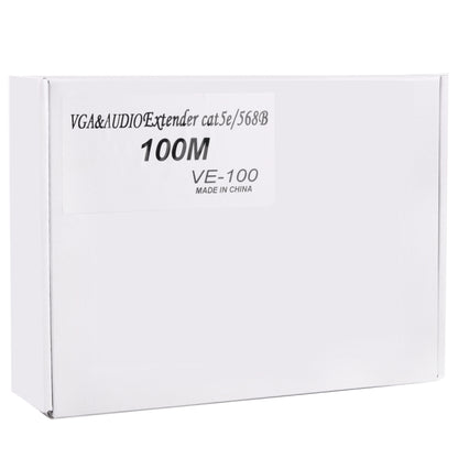 VGA และ Audio Extender 1920x1440 HD 100m Cat5e / 6-568B สายเคเบิลเครือข่ายอะแดปเตอร์รับสัญญาณผู้ส่ง, Transmission Distance: 100m