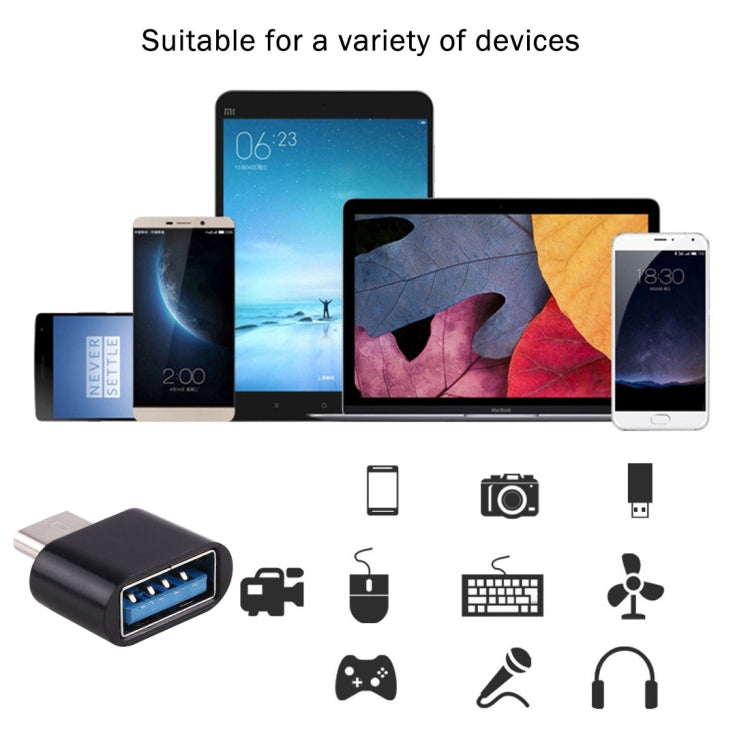 พลาสติก USB-C / Type-C ชายกับ USB 2.0 หญิง OTG อะแดปเตอร์ชาร์จการส่งข้อมูล