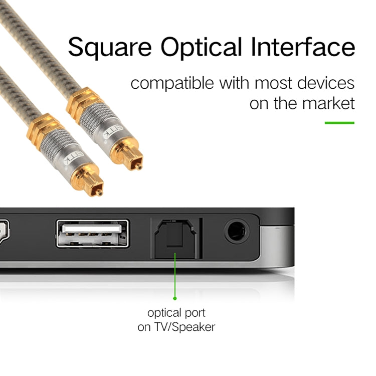EMK YL-A 8m OD8.0mm หัวโลหะชุบทอง Toslink ชายกับชายสายสัญญาณเสียงดิจิตอล, Length: 8m