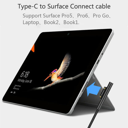 USB-C / Type-C ถึง 6 Pin Magnetic Male แล็ปท็อปสายชาร์จสำหรับ Microsoft Surface Pro 7/6/5 ความยาวสายเคเบิล: ประมาณ 1.5 ม., for Microsoft Surface Pro 7 / 6 / 5