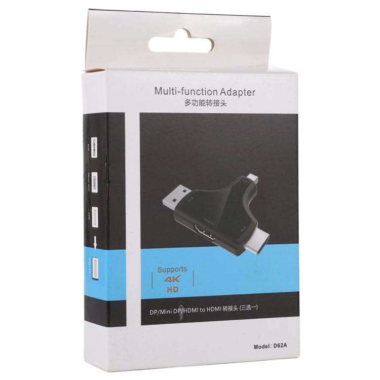 D62A DisplayPort + Mini DP + HDMI ชายเป็น HDMI หญิง 3 ใน 1 อะแดปเตอร์, D62A