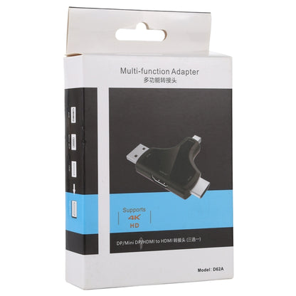 D62A DisplayPort + Mini DP + HDMI ชายเป็น HDMI หญิง 3 ใน 1 อะแดปเตอร์, D62A