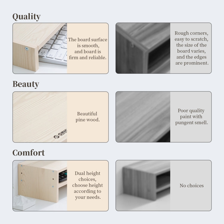 ORICO MSR-01-WD-BP ที่ยึดจอคอมพิวเตอร์ลายไม้ขนาด: 50 x 20 x 6.1 ซม., Size: 50 x 20 x 6.1cm