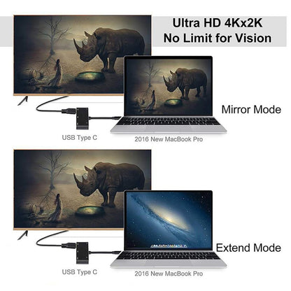 V126 UCB-C / Type-C ชายเป็น PD + HDMI + VGA + เสียง + USB 3.0 ตัวเมีย 5 ใน 1 Converter, 5 in 1