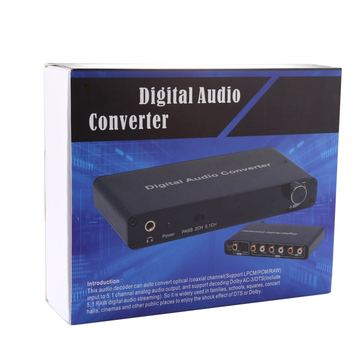ตัวแปลงถอดรหัสเสียงดิจิตอล 2CH พร้อม Optical Toslink SPDIF Coaxial สำหรับโฮมเธียเตอร์ / PS4 / PS3 / XBOX360, รองรับการควบคุมระดับเสียง, AC-3, DTS