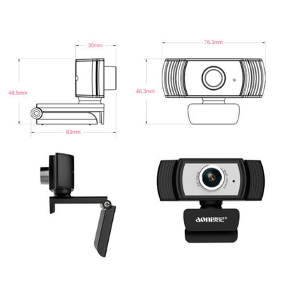 Aoni C33 Beauty FHD 1080P IPTV WebCam การประชุมทางไกลการสอนถ่ายทอดสดกล้องคอมพิวเตอร์พร้อมไมโครโฟน Plug and Play โดยไม่ต้องใช้ไดรฟ์, C33