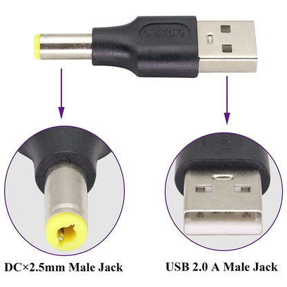10 ชิ้น 5.5 x 2.5 มม. ชายกับ USB 2.0 ชาย DC Power Plug เชื่อมต่อ, 5.5 x 2.5mm