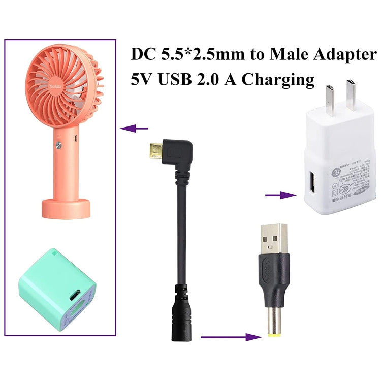 10 ชิ้น 5.5 x 2.5 มม. ชายกับ USB 2.0 ชาย DC Power Plug เชื่อมต่อ, 5.5 x 2.5mm