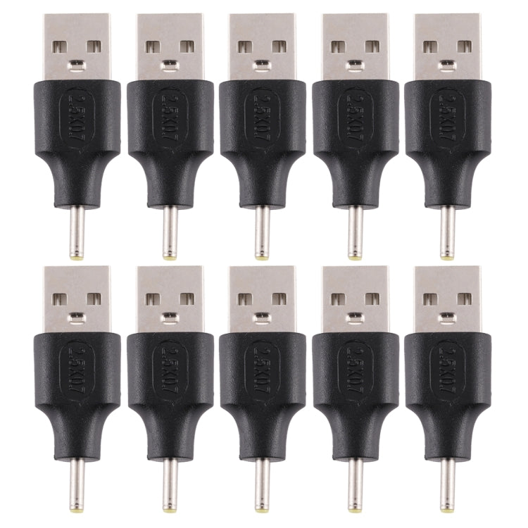 10 ชิ้น 2.5 x 0.7 มม. ชายกับ USB 2.0 ชาย DC Power Plug เชื่อมต่อ, 2.5 x 0.7mm