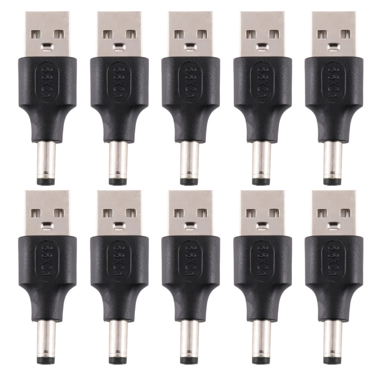 10 ชิ้น 5.5 x 2.1 มม. ชายกับ USB 2.0 ชาย DC Power Plug เชื่อมต่อ, 5.5 x 2.1mm