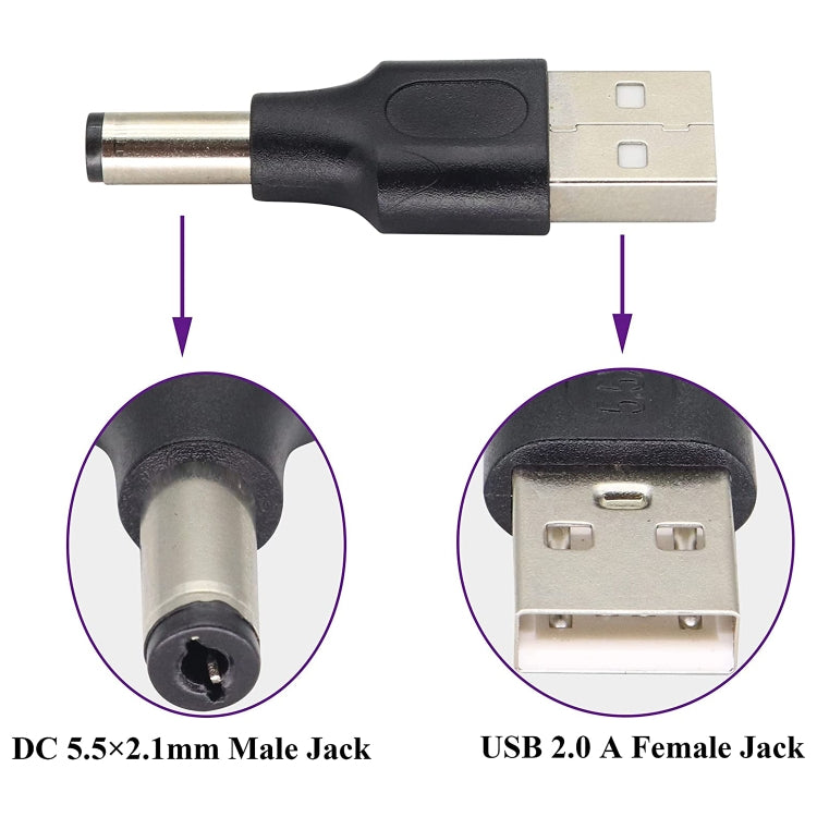 10 ชิ้น 5.5 x 2.1 มม. ชายกับ USB 2.0 ชาย DC Power Plug เชื่อมต่อ, 5.5 x 2.1mm