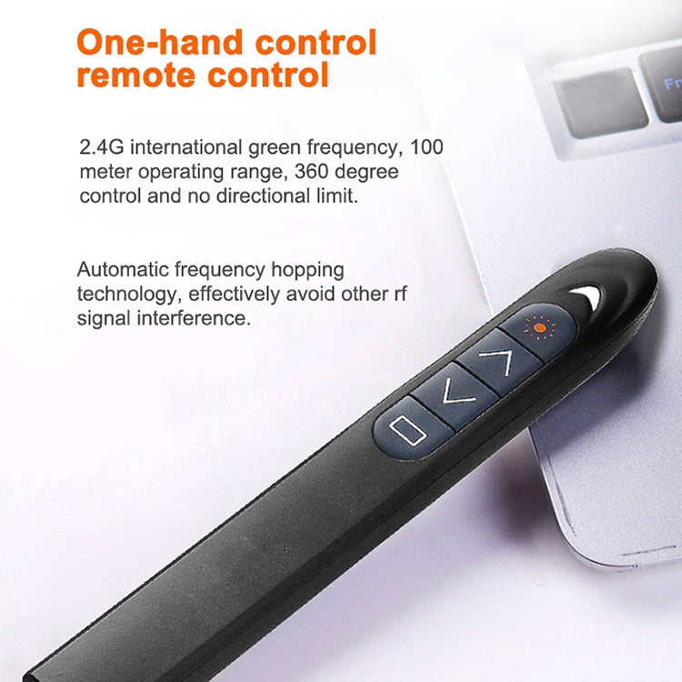 XM930 2.4GHz เลเซอร์ไร้สาย PowerPoint หน้าเปลี่ยนปากกามัลติมีเดียการนำเสนอไร้สายปากกาฉายภาพพร้อมตัวรับสัญญาณ USB สนับสนุนเตือนแบตเตอรี่ต่ำระยะการควบคุมระยะไกล: 100 เมตร, 100m White, 100m Black