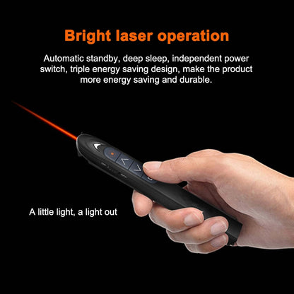 XM930 2.4GHz เลเซอร์ไร้สาย PowerPoint หน้าเปลี่ยนปากกามัลติมีเดียการนำเสนอไร้สายปากกาฉายภาพพร้อมตัวรับสัญญาณ USB สนับสนุนเตือนแบตเตอรี่ต่ำระยะการควบคุมระยะไกล: 100 เมตร, 100m White, 100m Black