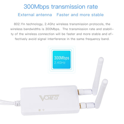 VONETS VAP11S 2.4G Mini Wireless Bridge 300Mbps WiFi Repeater พร้อม 2 เสาอากาศ, VAP11S