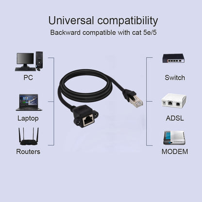 สายเคเบิลต่อขยายล็อคสกรูยึดแผงเครือข่าย RJ45 ตัวเมียถึงตัวผู้ CAT6E ความยาว: 2 ม, Length: 2m