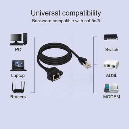 สายเคเบิลต่อขยายล็อคสกรูยึดแผงเครือข่าย RJ45 ตัวเมียถึงตัวผู้ CAT6E ความยาว: 3 ม, Length: 3m
