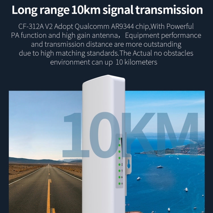 COMFAST CF-E312A Qualcomm AR9344 5.8GHz 300Mbps/s สะพานเครือข่ายไร้สาย ABS กลางแจ้งพร้อมอะแดปเตอร์ POE
