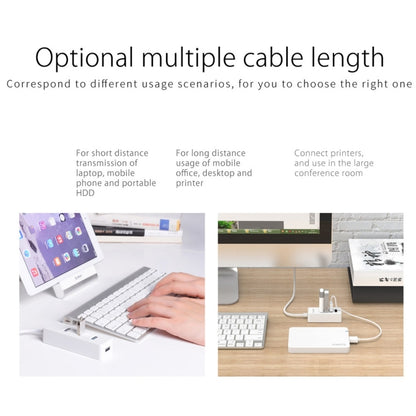 ORICO W5P-U2-100 USB 2.0 ฮับเดสก์ท็อปพร้อมสายไฟ Micro USB ขนาด 100 ซม., W5P-U2-100 Black