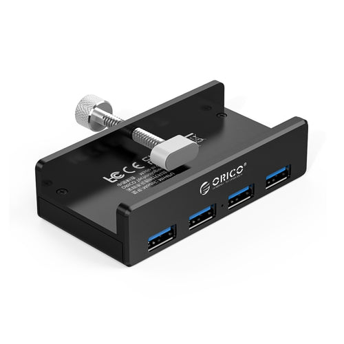 ORICO MH4PU อลูมิเนียมอัลลอยด์ 4 พอร์ต USB 3.0 HUB แบบคลิปพร้อมสาย USB ยาว 1 ม. ช่วงความกว้างของคลิป: 10-32 มม. (สีดำ), MH4PU(Black), MH4PU(Silver)