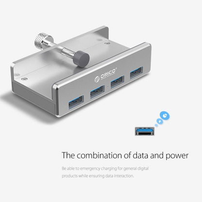 ORICO MH4PU อลูมิเนียมอัลลอยด์ 4 พอร์ต USB 3.0 HUB แบบคลิปพร้อมสาย USB ยาว 1 ม. ช่วงความกว้างของคลิป: 10-32 มม. (สีดำ), MH4PU(Black), MH4PU(Silver)