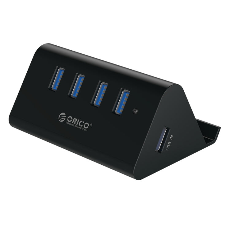 ORICO SHC-U3 วัสดุ ABS เดสก์ท็อป 4 พอร์ต USB 3.0 HUB พร้อมที่วางโทรศัพท์ / แท็บเล็ตและสาย USB 1 ม. และไฟ LED, SHC-U3