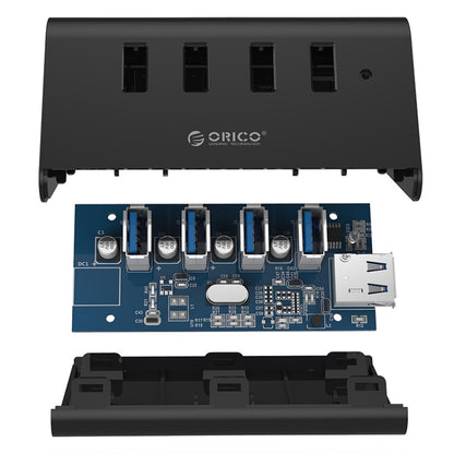 ORICO SHC-U3 วัสดุ ABS เดสก์ท็อป 4 พอร์ต USB 3.0 HUB พร้อมที่วางโทรศัพท์ / แท็บเล็ตและสาย USB 1 ม. และไฟ LED, SHC-U3