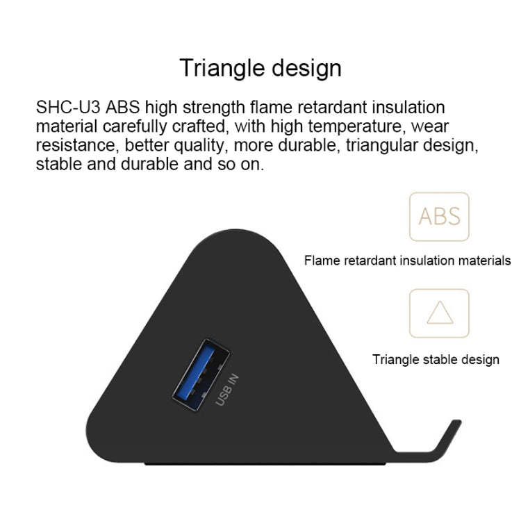 ORICO SHC-U3 วัสดุ ABS เดสก์ท็อป 4 พอร์ต USB 3.0 HUB พร้อมที่วางโทรศัพท์ / แท็บเล็ตและสาย USB 1 ม. และไฟ LED, SHC-U3